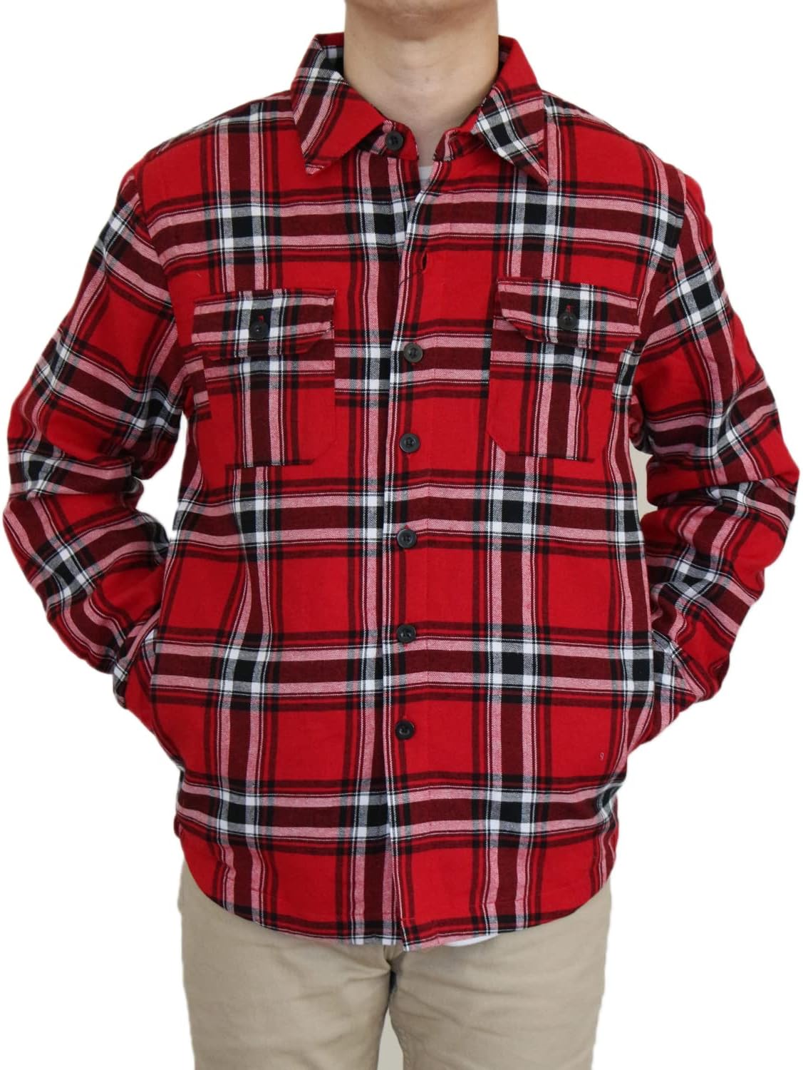 AIRNINE Men's Heavy Weight Quilted Lined Plaid Flannel Shirt Jacket (S to 5XL)