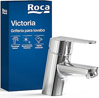 Comprar Roca Victoria Grifería para lavabo con enganche para cadenilla, grifo monomando de repisa con enlaces de alimentación flexibles y aireador, mezclador para cuarto de baño, cromado, A5A3125C00