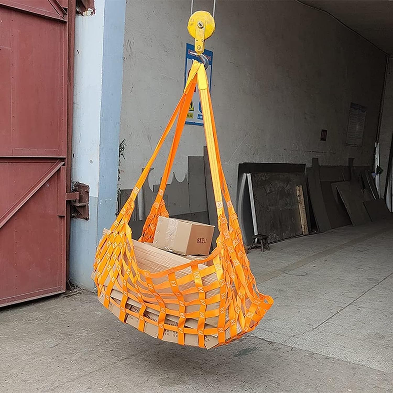 ZNBLSD Flat Polyester Sling Lifting Net, Used for Hanging Nets, Moving Traction Lifting Equipment for Construction Rigging (Size : 1 X 1M/Mesh 10cm/Load 200KG)