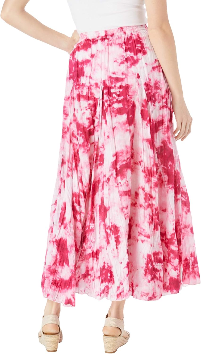 Woman Within Plus Size Pull-On Elastic Waist Crinkle Printed Skirt