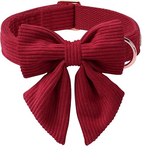 Miniatura 57 de Lindo collar de perro de fresa con corbatín – Collar ajustable de primavera y verano rosa con corbatín rosa, transpirable y cómodo, para perros