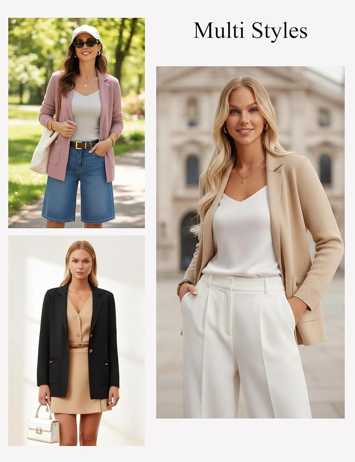 GRACE KARIN Women Sweater Blazers Business Casual Long Sleeve Work Cardigan Open Front Lapel Suit Jackets with Pockets - Image 5