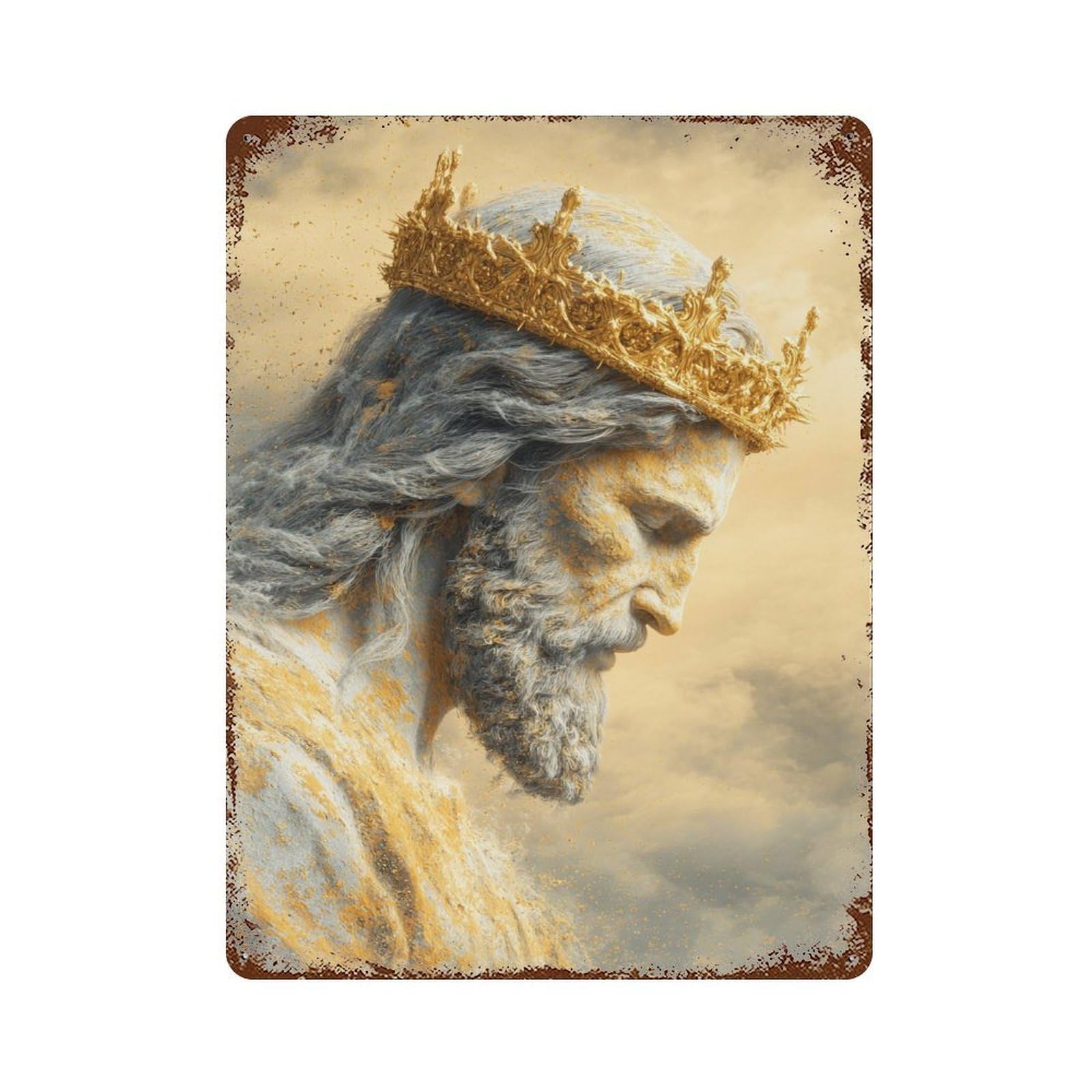 Golden Crowned Majesty Retro Metal Sign 15.7"x11.8", Ideal for Basement, Hobby Room And Garage Decor