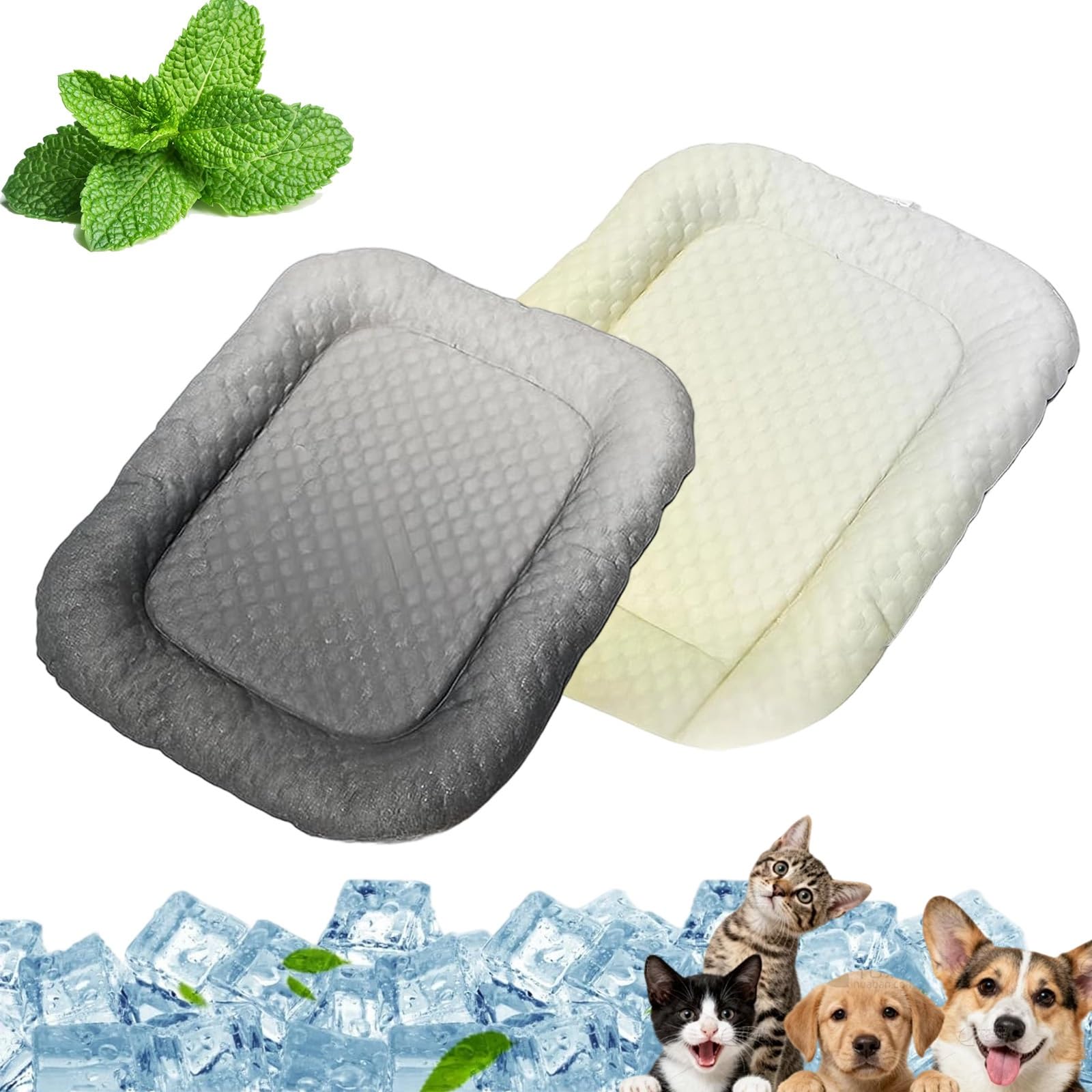 fisiorest Cooling Gel Mat for Pets, Durable Leakproof Pet Cool Mat, Scratch-Resistant Breathable Cooling Pad, for Spuppies Cats Rabbits Hamsters(2pcsa,S)