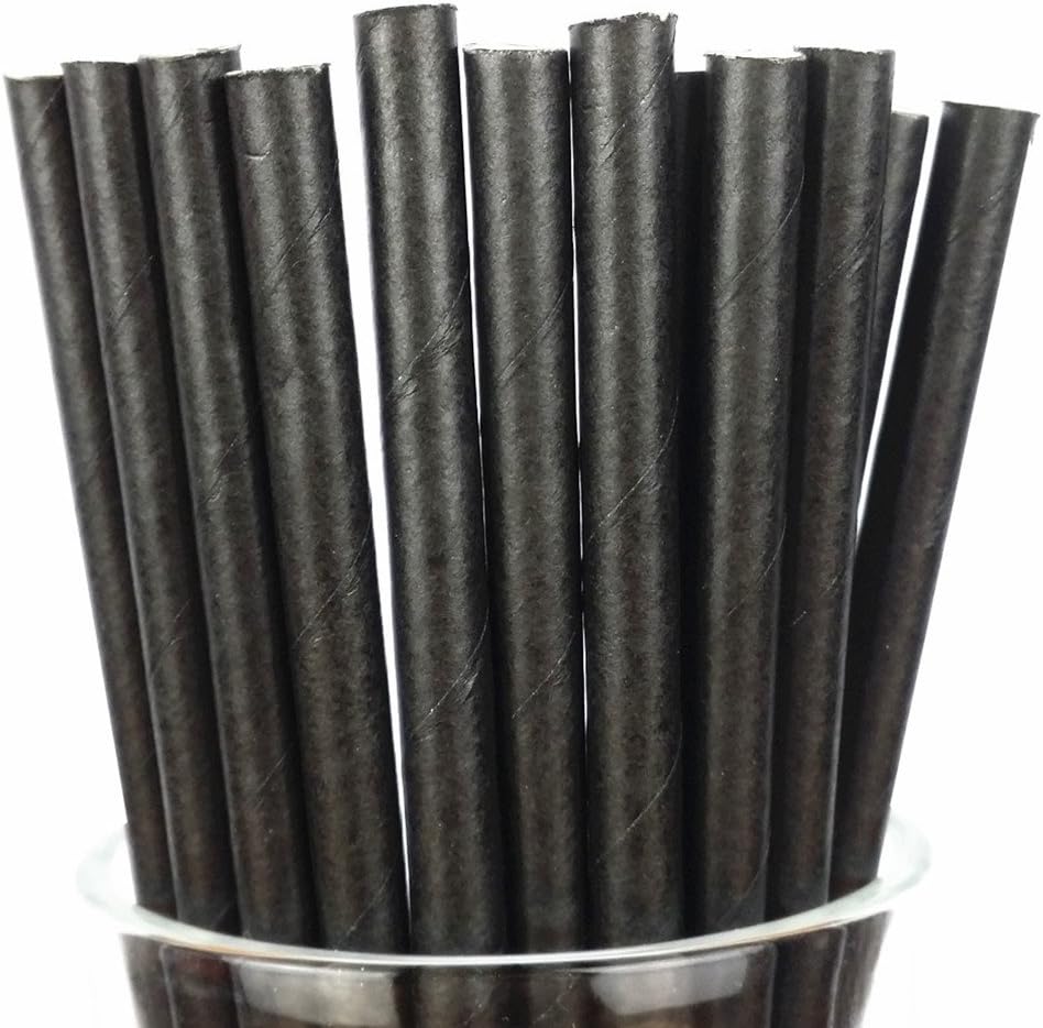 Free DHL 500 pcs Plain Black Paper Straws Bulk, Colored Disposable Solid Color Black Paper Drinking Straws for Holiday Party, Wedding, Baby Shower, Birthday, Halloween Pure Mason Jar Straws