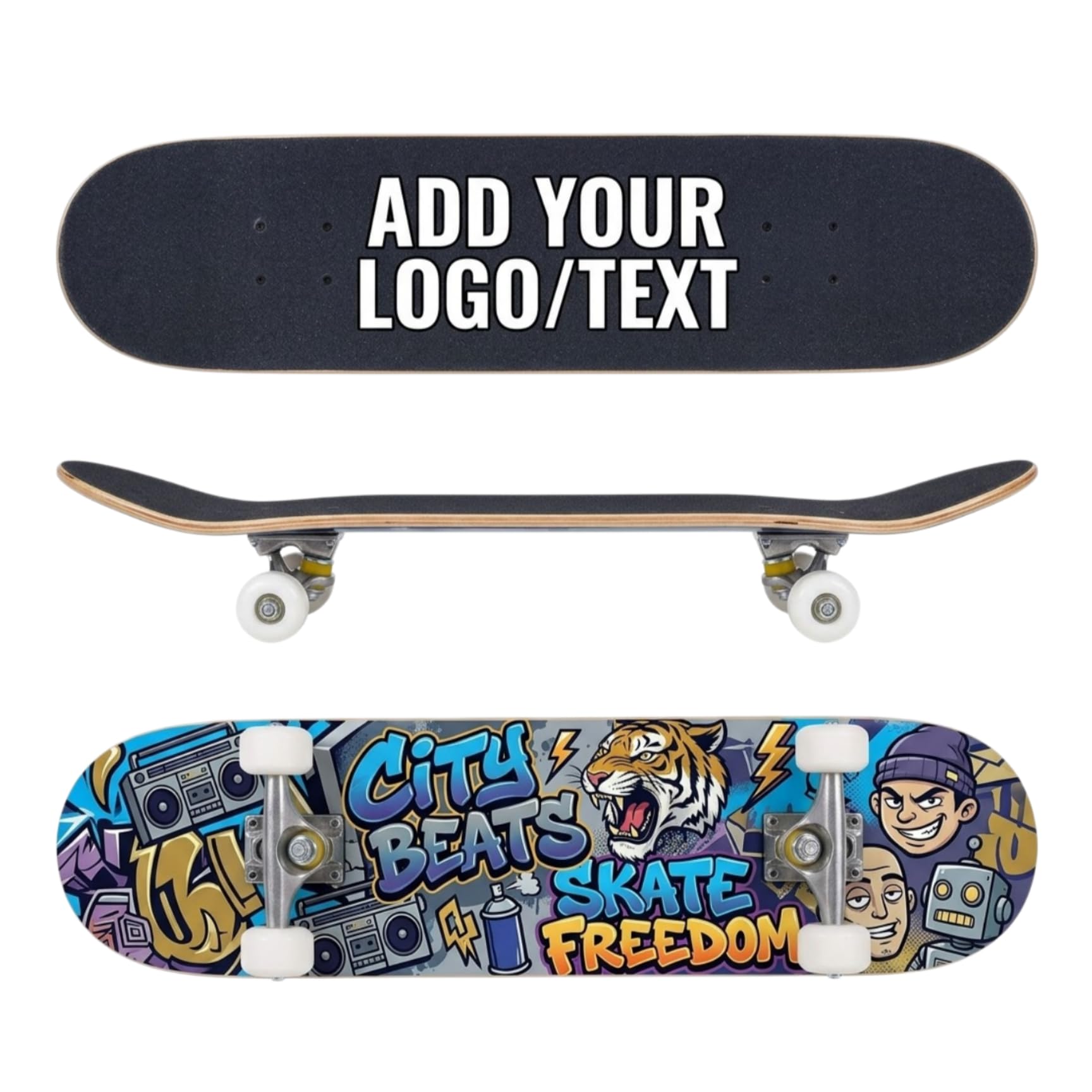 Personalisiertes Skateboard mit Eigenem Foto Text 31"x8" Double Kick Concave Cruiser Komplettboard Custom Skateboard Geschenk für Anfänger Jugendliche Erwachsene Jungen Mädchen