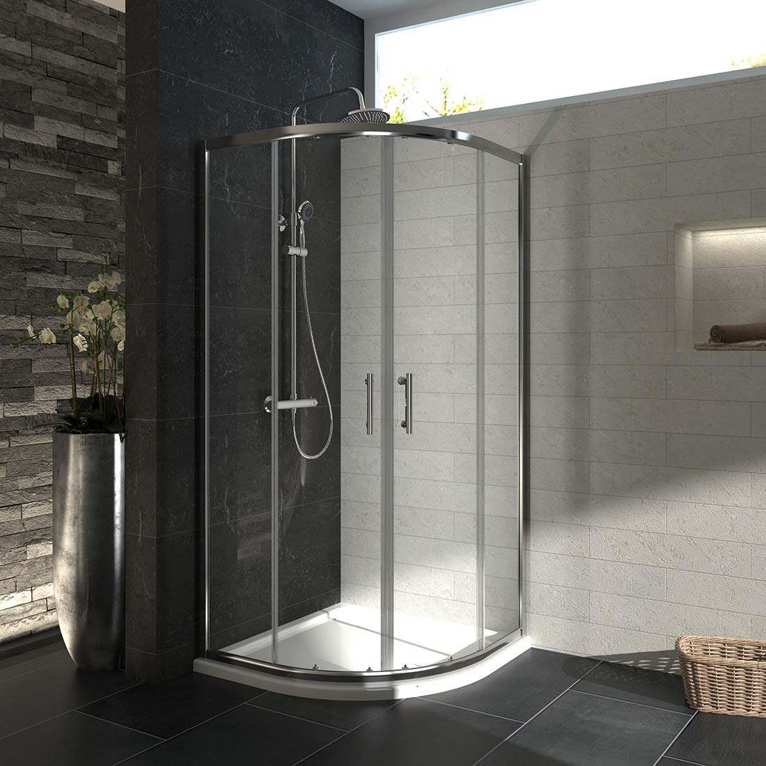Buy 1200 x 900 mm Left Offset Quadrant Shower Cubicle Sliding Shower