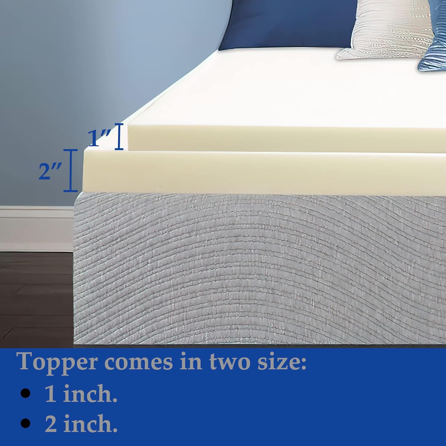 Treaton, 2-Inch High Density Medium Firm Foam Mattress Topper, CertiPUR-US Certified for Superior Comfort and Support, Twin, Green
