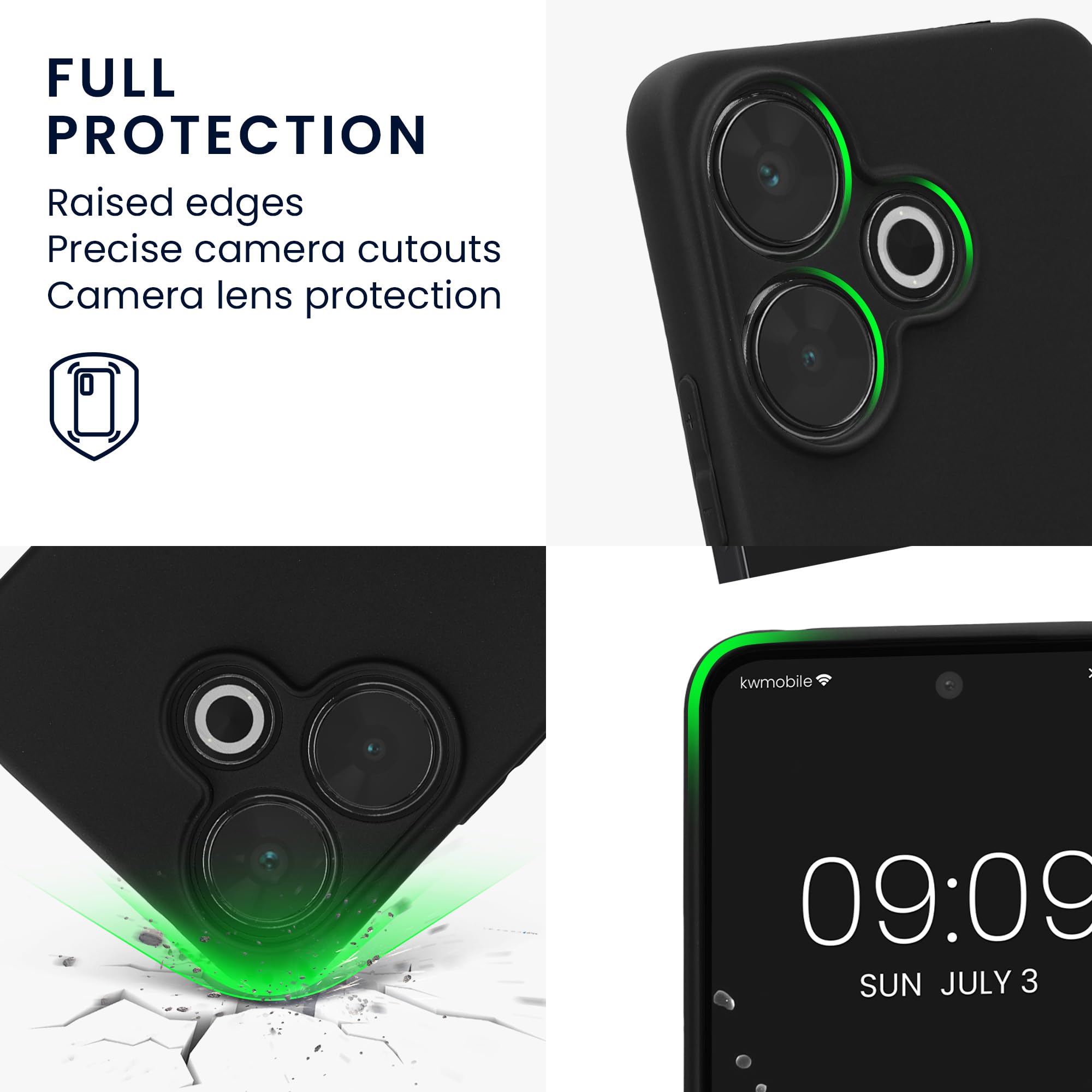 Custodia Xiaomi Redmi Note 13 5G - Cover In Silicone TPU, Antishock, Nero Opaco
