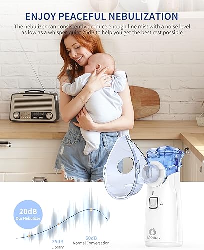 Miniatura 4 de Nebulizador portátil - Nebulizador para adultos y niños, máquina nebulizadora para adultos y niños con 3 máscaras nebulizadoras