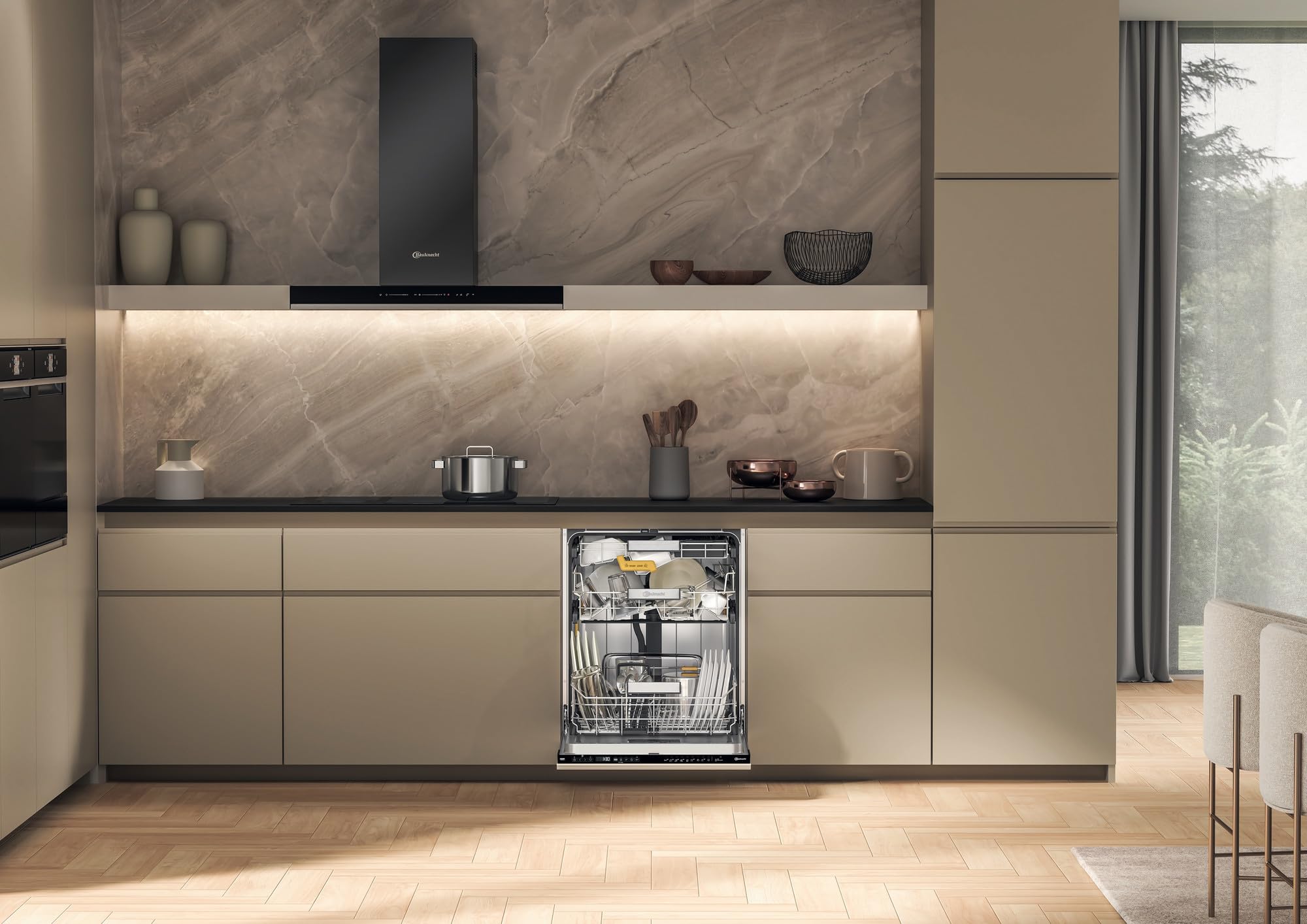 Bauknecht - BKO IBM Vollintegrierter Geschirrspüler - 15 Maßgedecke - PowerClean Pro, NaturalDry, MaxiSpace Innenraum - Edelstahl-Innenraum - Energieeffizienzklasse B - 82 x 59,8 x 55,5 cm (HxBxT)