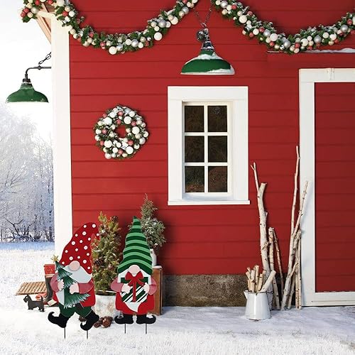 Miniatura 2 de YEAHOME Decoraciones de Navidad al aire libre para el hogar, estacas decorativas de jardín, paquete de 2 gnomos para decoración de Navidad, letreros