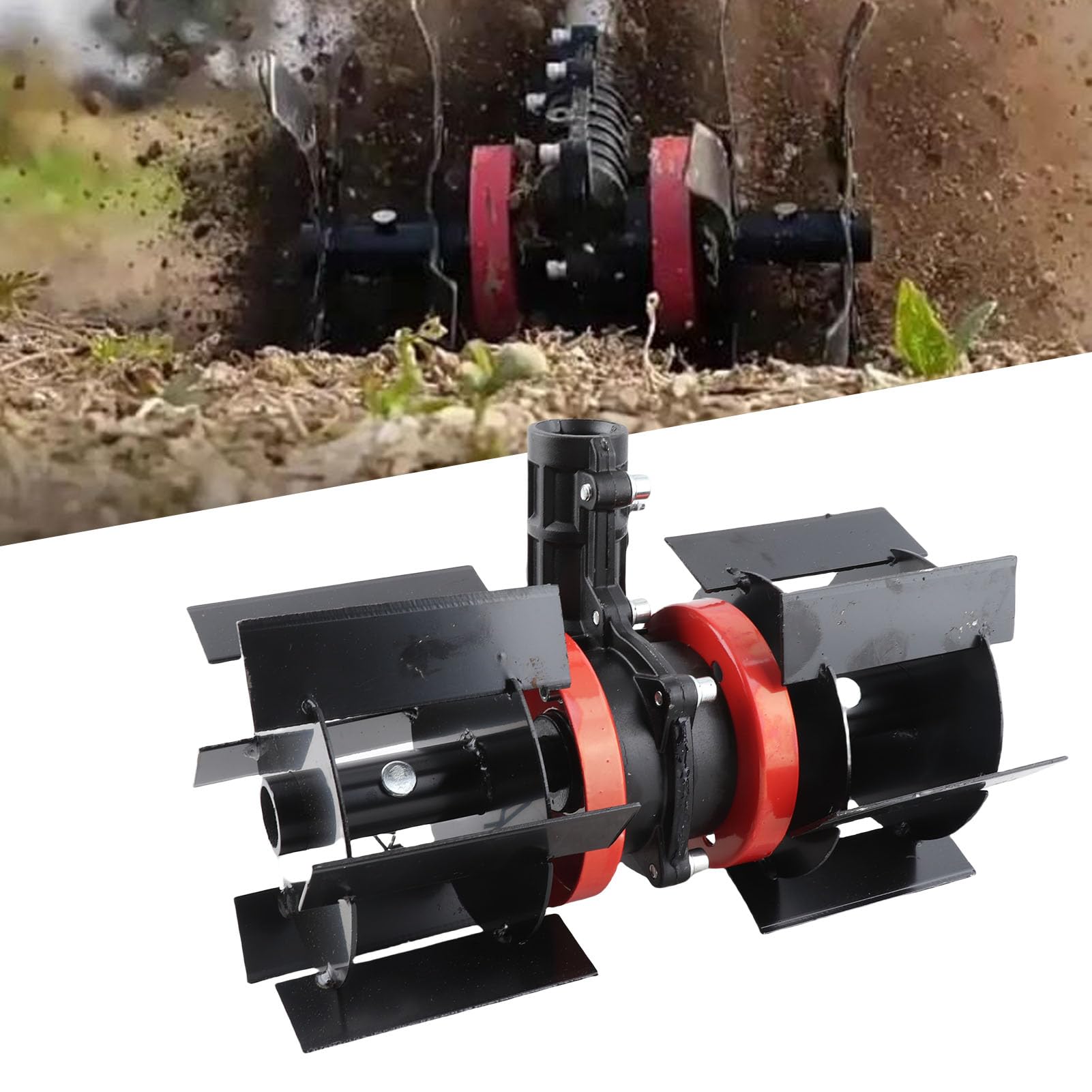 Zunate Rueda de Desmalezado de Hierro y Aluminio, Cultivador de 10 Cm de Profundidad |Escarificador de 9 Dientes para Cortacésped, Mejora el Rendimiento y Elimina Las Malas Hierbas, Eje de 28 Mm/1,1