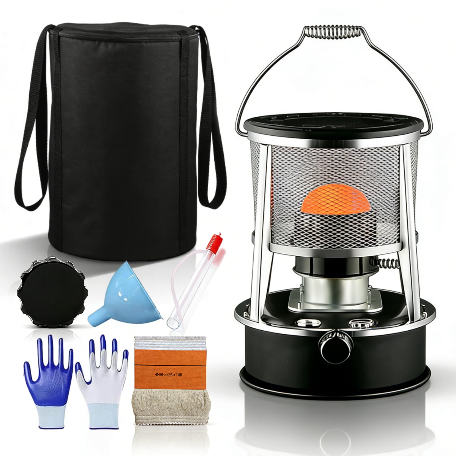 Kerosene Heaters for Indoor Use, 2-in-1 Portable Kerosene Heater & Stove, 9000 BTU Non-Electric Radiant Heater for Large Rooms up to 300 sq ft, 18–21h Runtime for Camping, Garage, Emergency (Black)