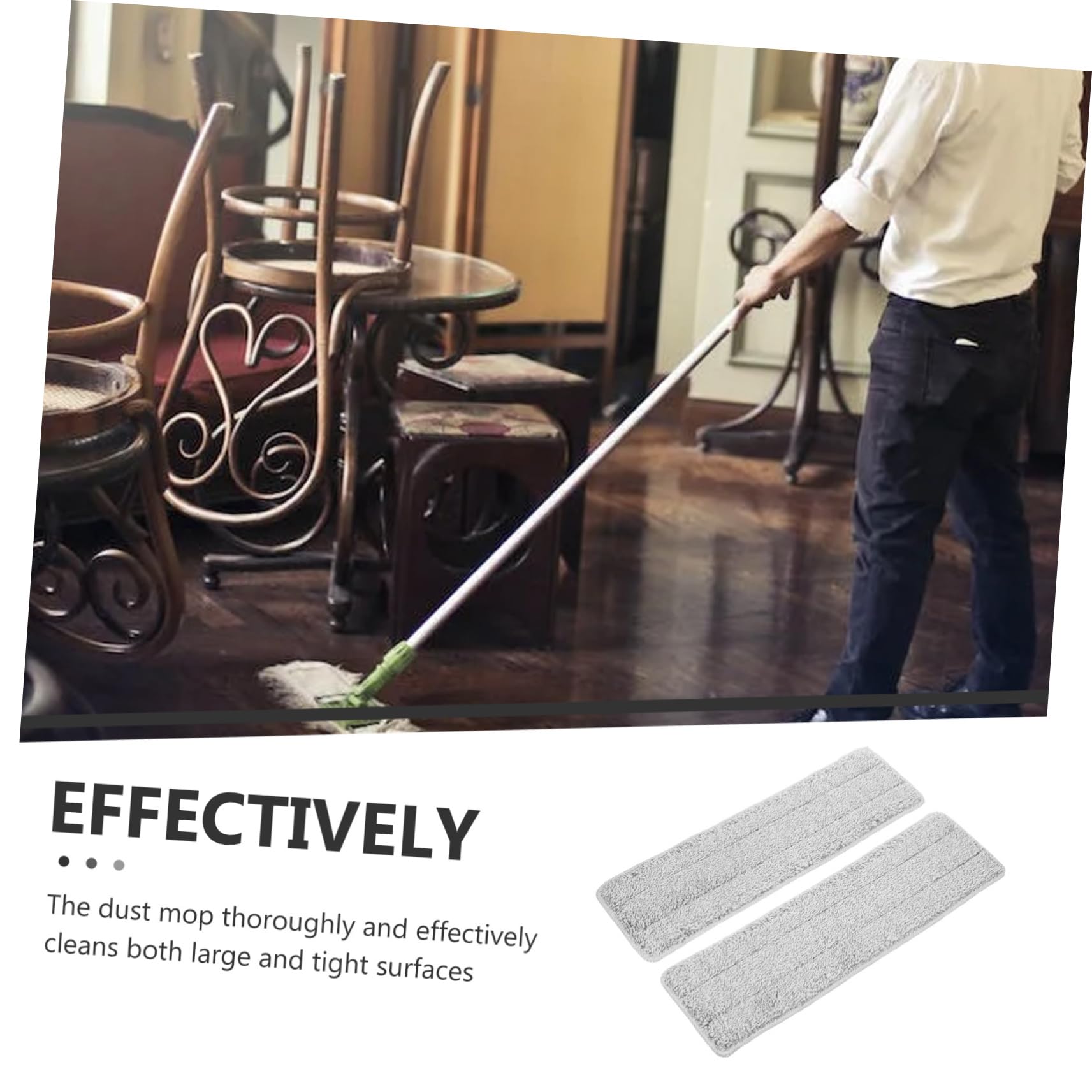 PACKOVE 3 Set Mop Commerciale Bagnato con Pastiglie Riutilizzabili Scopa Testine di Ricambio Bagno Mop Riutilizzabile Ricarica Mop Pad Tampone Casa Grigio Fibra Superfine 2 Pezzi*3
