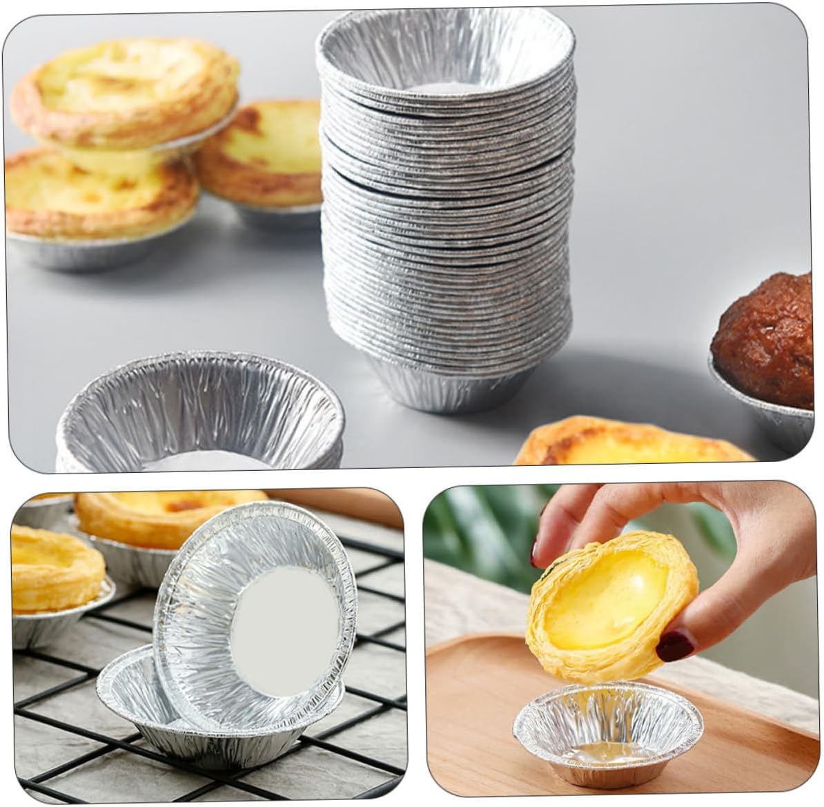 500pcs Easy Release Egg Tart Moulds Non-stick Tinfoil Tartlet Pans Baking Molds for Egg Tart Jelly Pudding