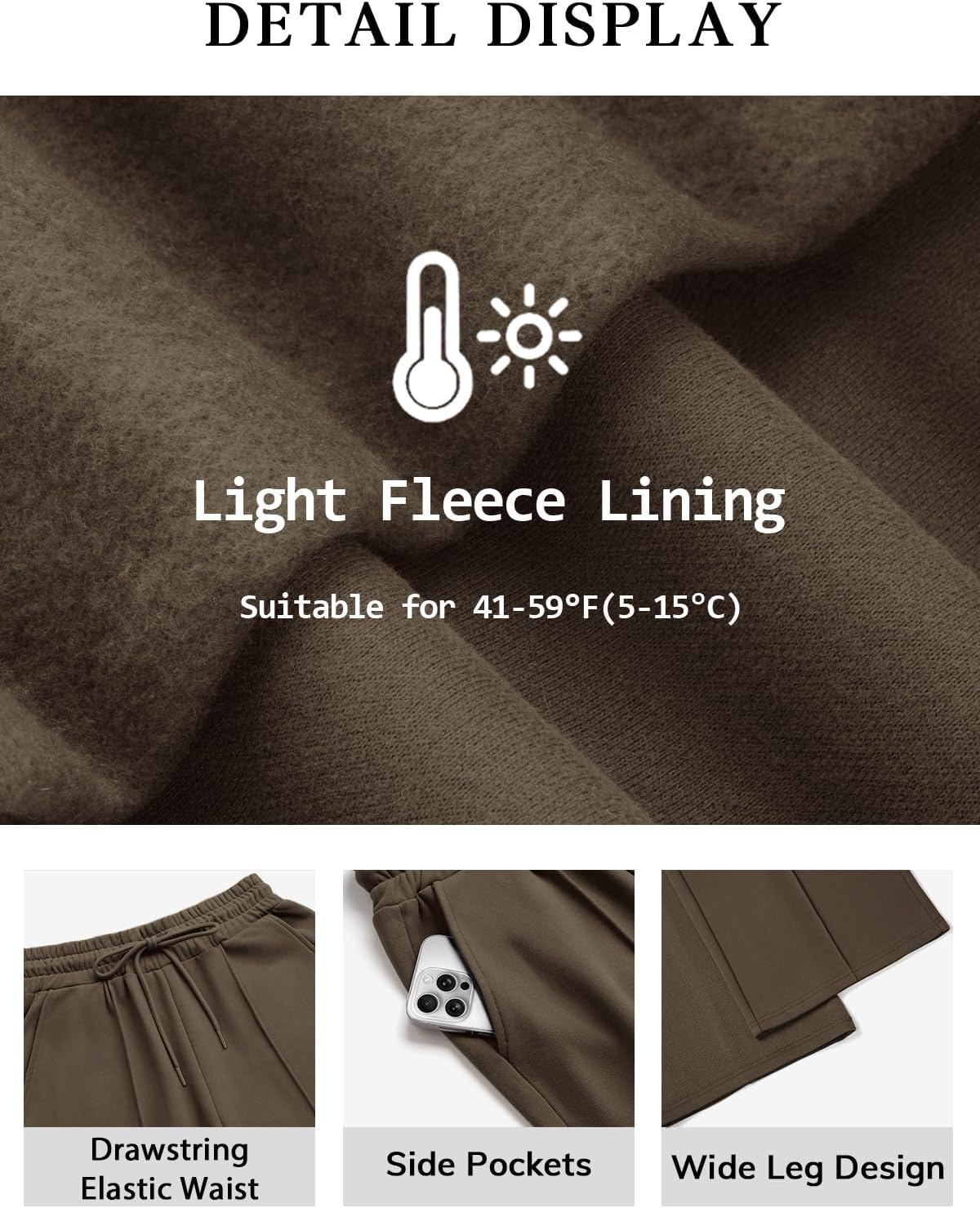 Womens Wide Leg Sweatpants Fleece Lined Baggy Pants Drawstring Athletic Joggers Fashion Winter Outfits