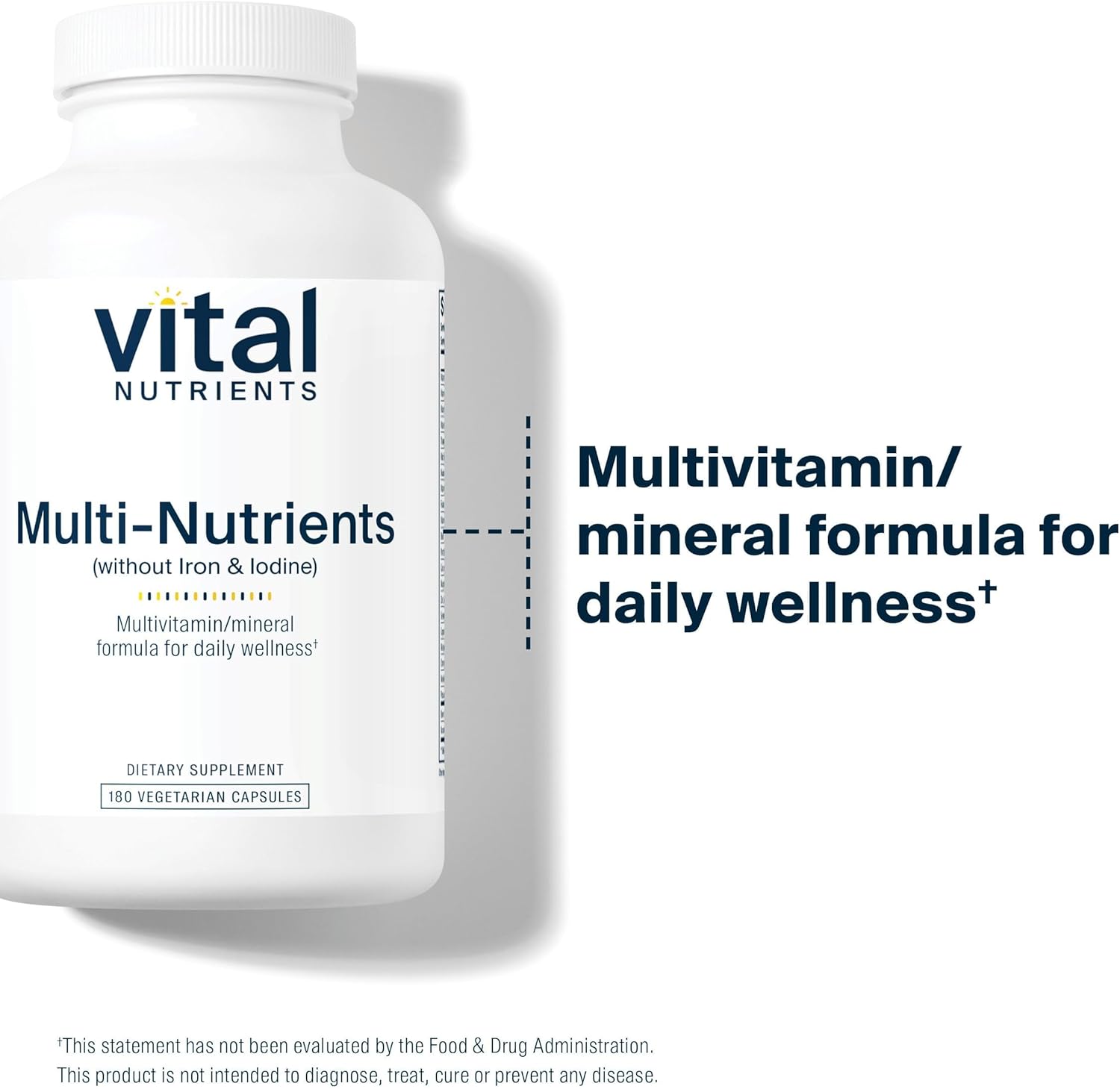 Vital Nutrients Multi-Nutrients (No Iron or Iodine) - Comprehensive Vegetarian Daily Multivitamin and Mineral Formula with Potent Antioxidants* - Gluten, Dairy, Soy Free - Non-GMO - 180 Capsules