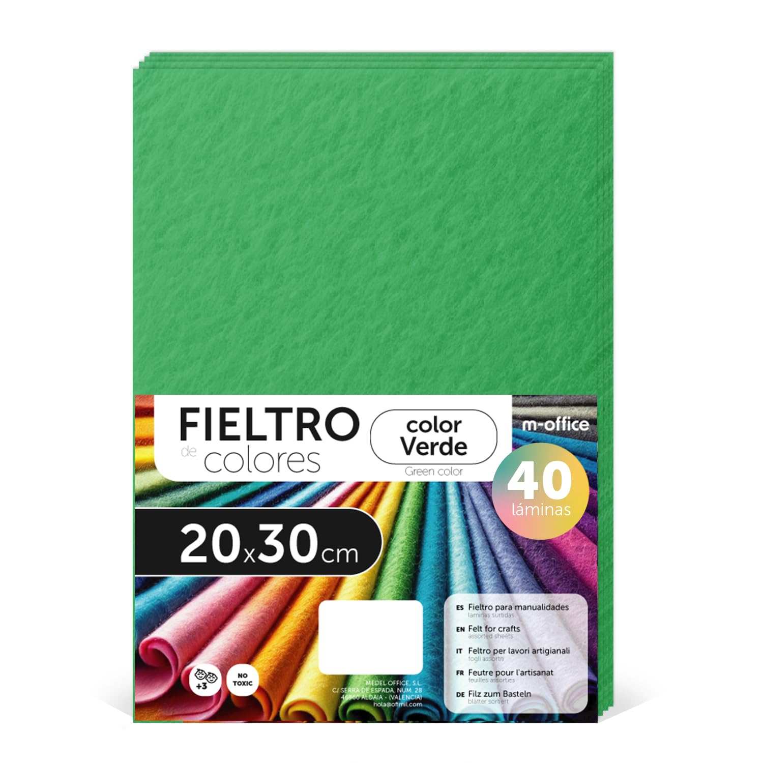 Fieltro para Manualidades, Fieltro de Colores, Suave y Flexible, Material para Costura, Telas Patchwork, Ideal para proyectos DIY, artesanía o decoración, 20x30cm - m-office (rojo, 10 uds) — view 188