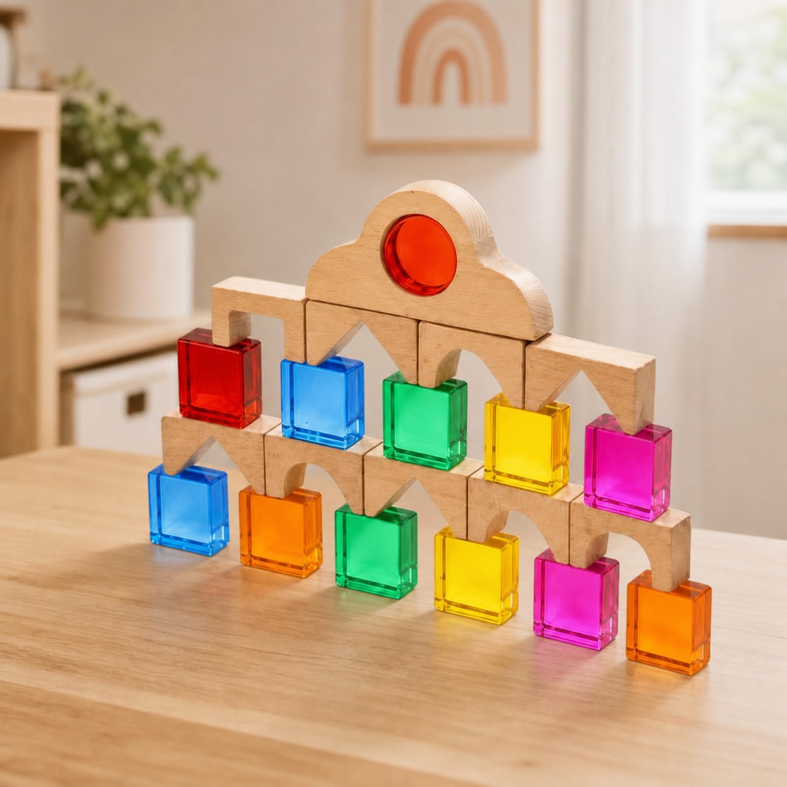 Gioco di Chiaroscuro Educativo Forme Geometriche Assortite, Curvo, Impilabili, Giocattoli, per Asilo