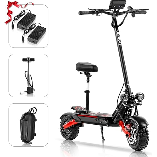 Electric Scooter with Seat for Adults, 60V 6000W Electric Scooters Adult 52mph with 1440WH Battery, Up to 50Miles Long Range, Dual Motor 11" Tubeless Off-Road Folding E-Scooter for Adults
