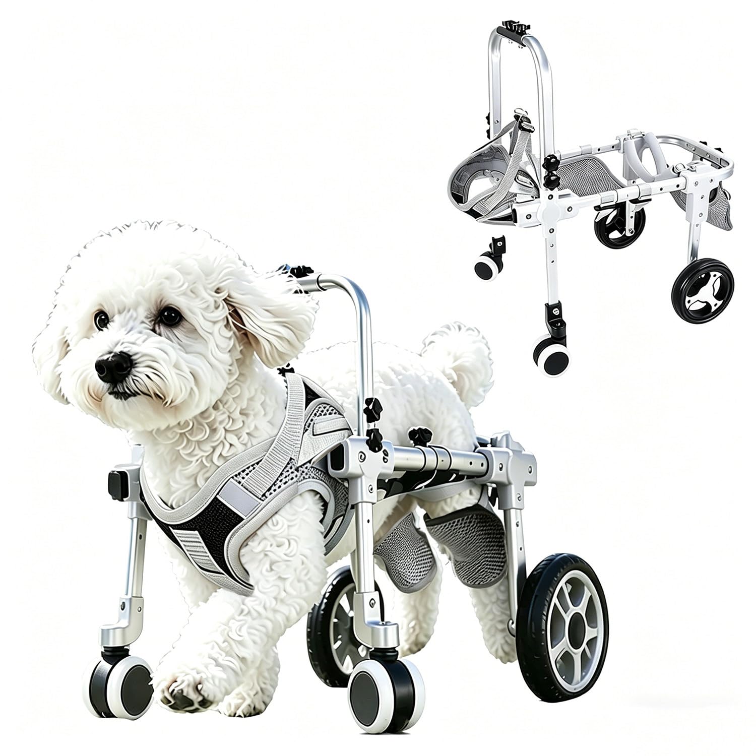 Verstellbare Hunderäder Für Hinterbeine,Hunderollstuhl, C-L | Für Die Hintergliedmaßenrehabilitation Von Haustieren,Hohe Stabilität,Für Kleine Hunde Mit Hinterbeinverletzungen