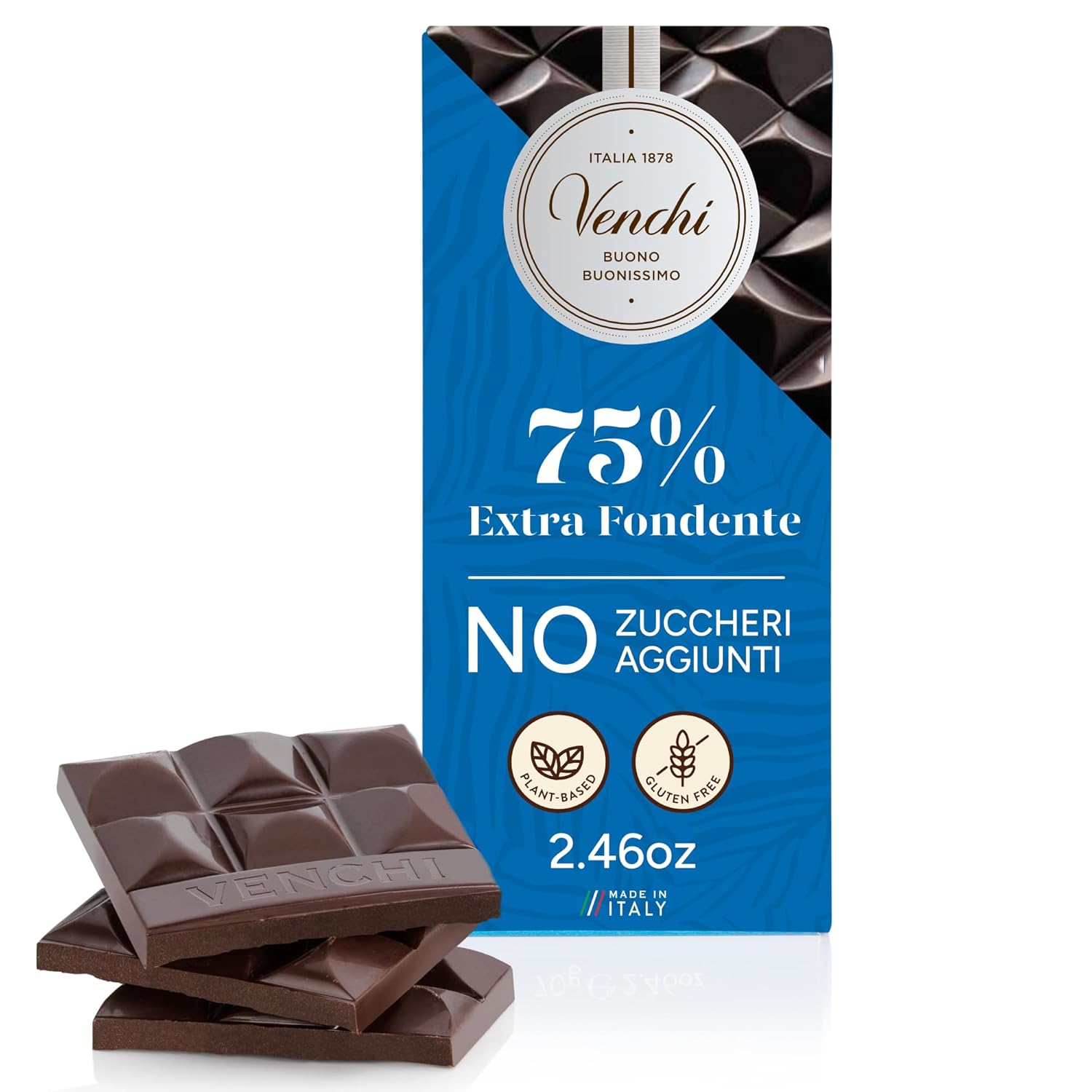 Venchi -70% Sugars Dark Chocolate Barr 3.52oz (Pack of 2)