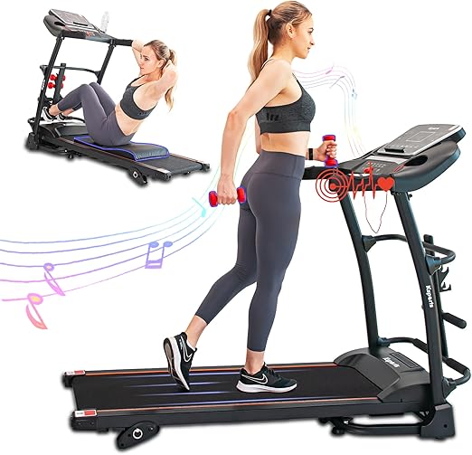 Ksports LJJ2001 Electric Folding Multi Functional Incline Treadmill with Auto/Manual Incline