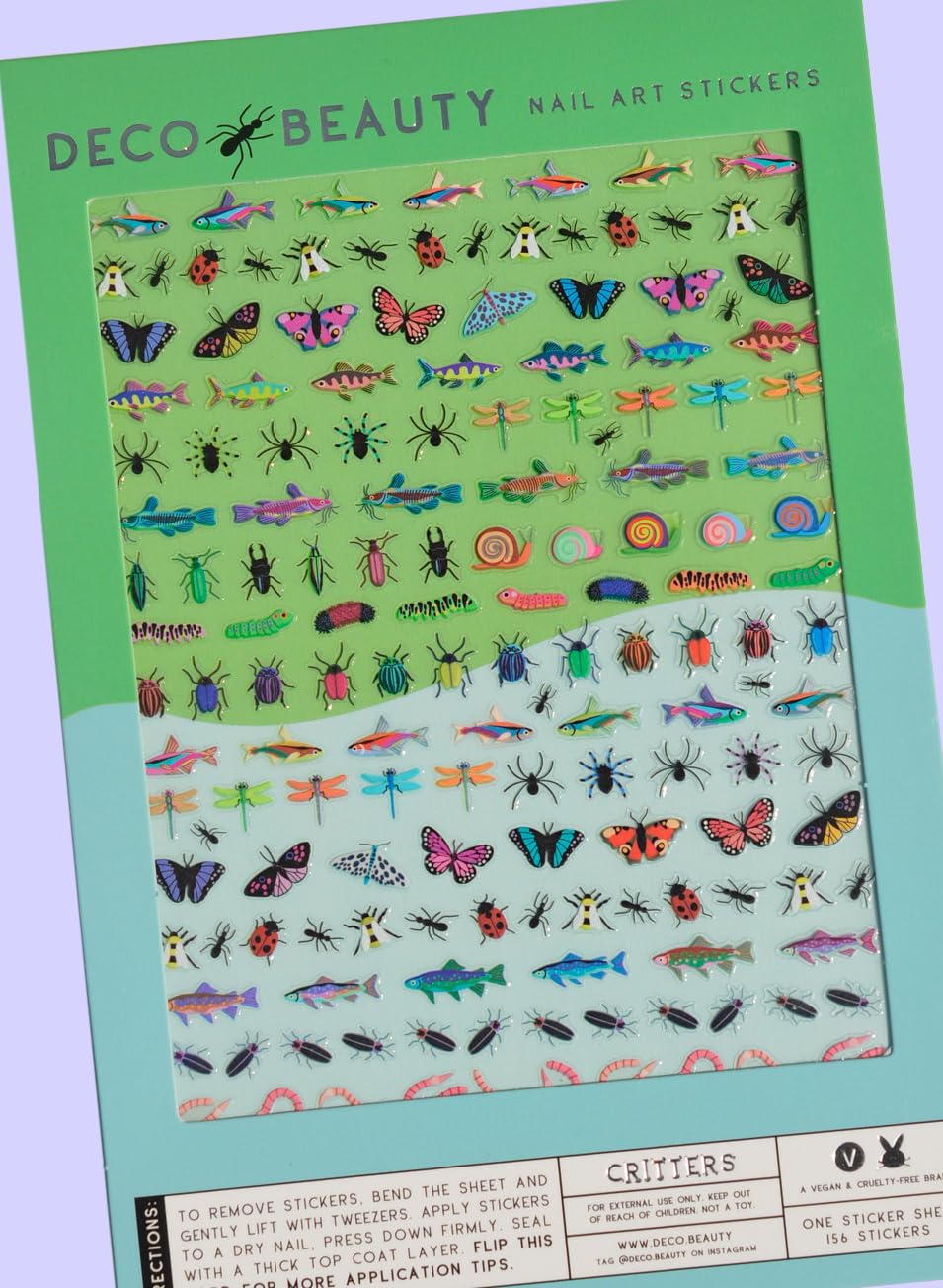 Deco Beauty Critters Nail Stickers - Lightweight & Easy-to-Apply Nail Art with Cute & Trendy Designs - Durable & Long-Lasting Nail Stickers for Women, Ideal for DIY Manicures