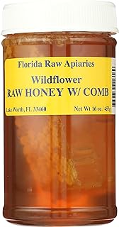 Florida Raw Apiaries | Raw and Unfiltered Wildflower Honey with Comb, 16 Ounce