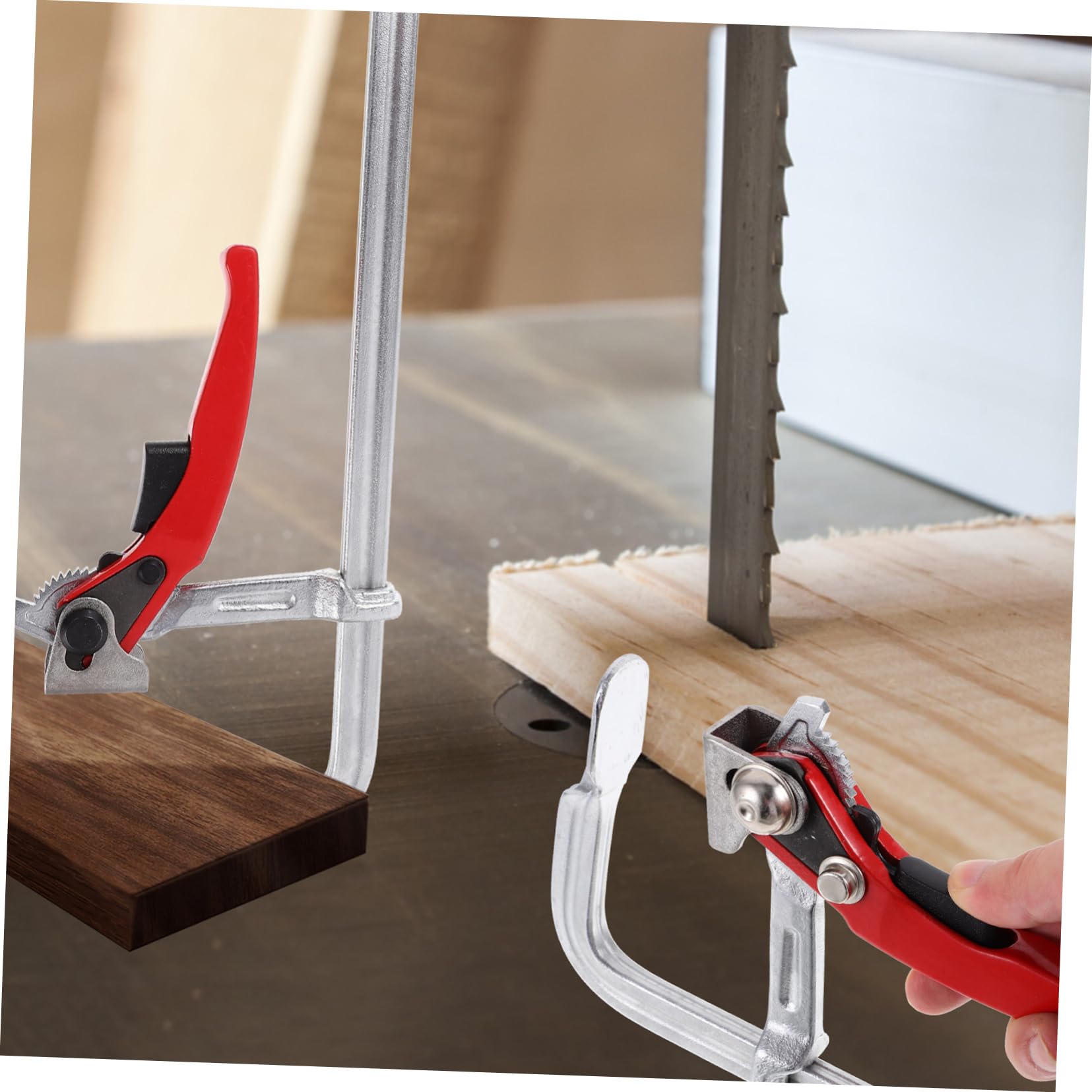 HOMSFOU Serrage-joint à Rail Robuste pour Menuiserie, Pince Fixe en Acier au Carbone, Résistante à L’usure, Bricolage et Travaux Légers Couleur Aléatoire