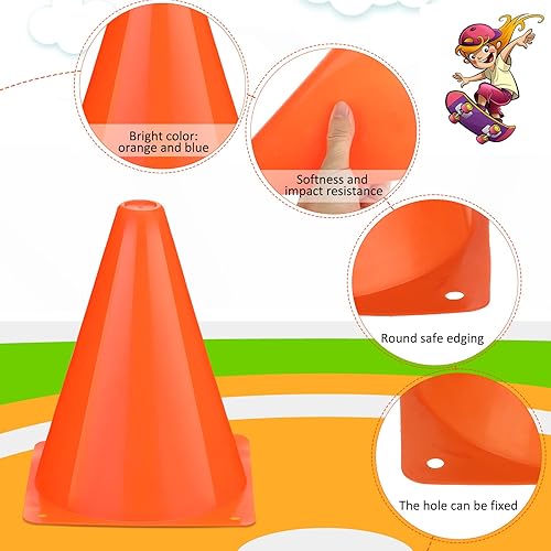 Miniatura 3 de Reginary 40 conos pequeños para deportes de 7 pulgadas, conos de fútbol para bicicleta, conos de entrenamiento de obstáculos, cono de tráfico de