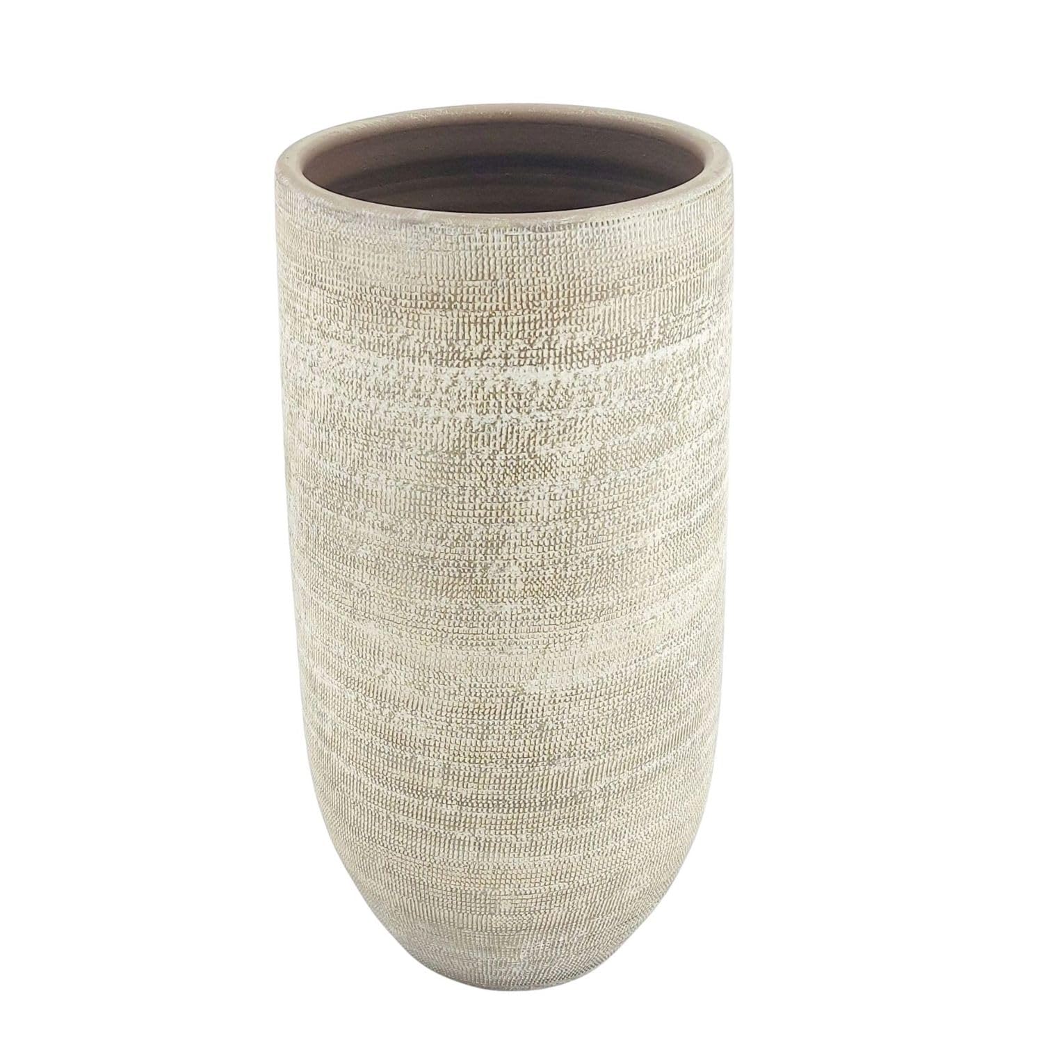 Bodenvase Tokio 50cm - leicht konisch, Graubraun, Keramik, Ø25cm, CreaFlor Home