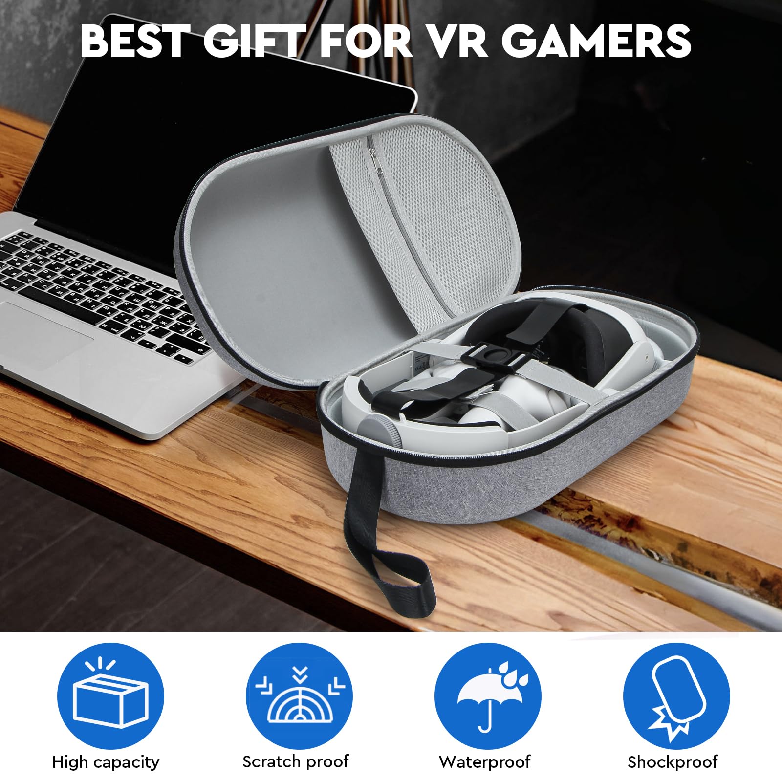 Pulchra VR Custodia da Viaggio Rigida Compatibile con Meta Quest 3/2, Oculus Quest 3/2, PICO4/4Pro, Grigio