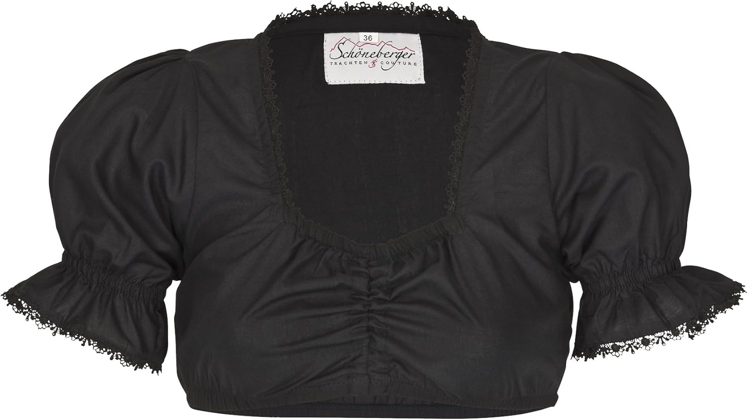 Schöneberger Trachten Couture Authentic German Dirndl Blouse White - Traditional Bavarian Oktoberfest Blouse Viva black - Image 2