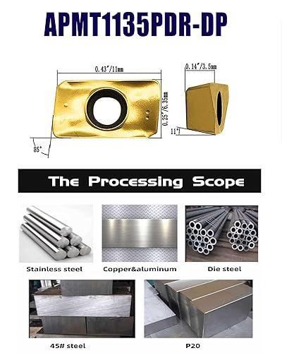 Miniatura 3 de GBJ 1/2 x 1/2 x 3 pulgadas - 1T + 1 pieza APMT1135PDER Soporte de fresado de extremo indexable de 90 ° de acero de mecanizado, fresado de hombro