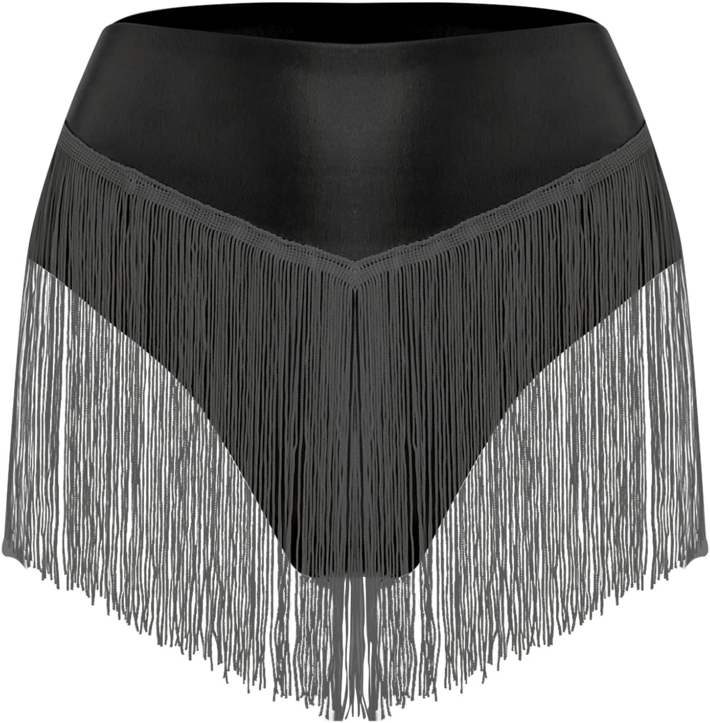 Women's Belly Latin Fringe Tassel Shorts Dance Bottom Rave Festival Shiny Metallic Booty Shorts