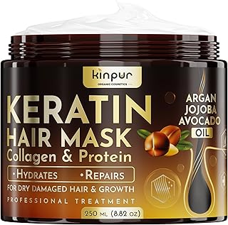 Hair Mask for Damaged Hair – Keratin Treatment for Hair Growth & Hydration – Deep Conditioning Collagen Mask with Protein, Coconut, Jojoba & Avocado Oil – Split Ends Repair & Color-Safe