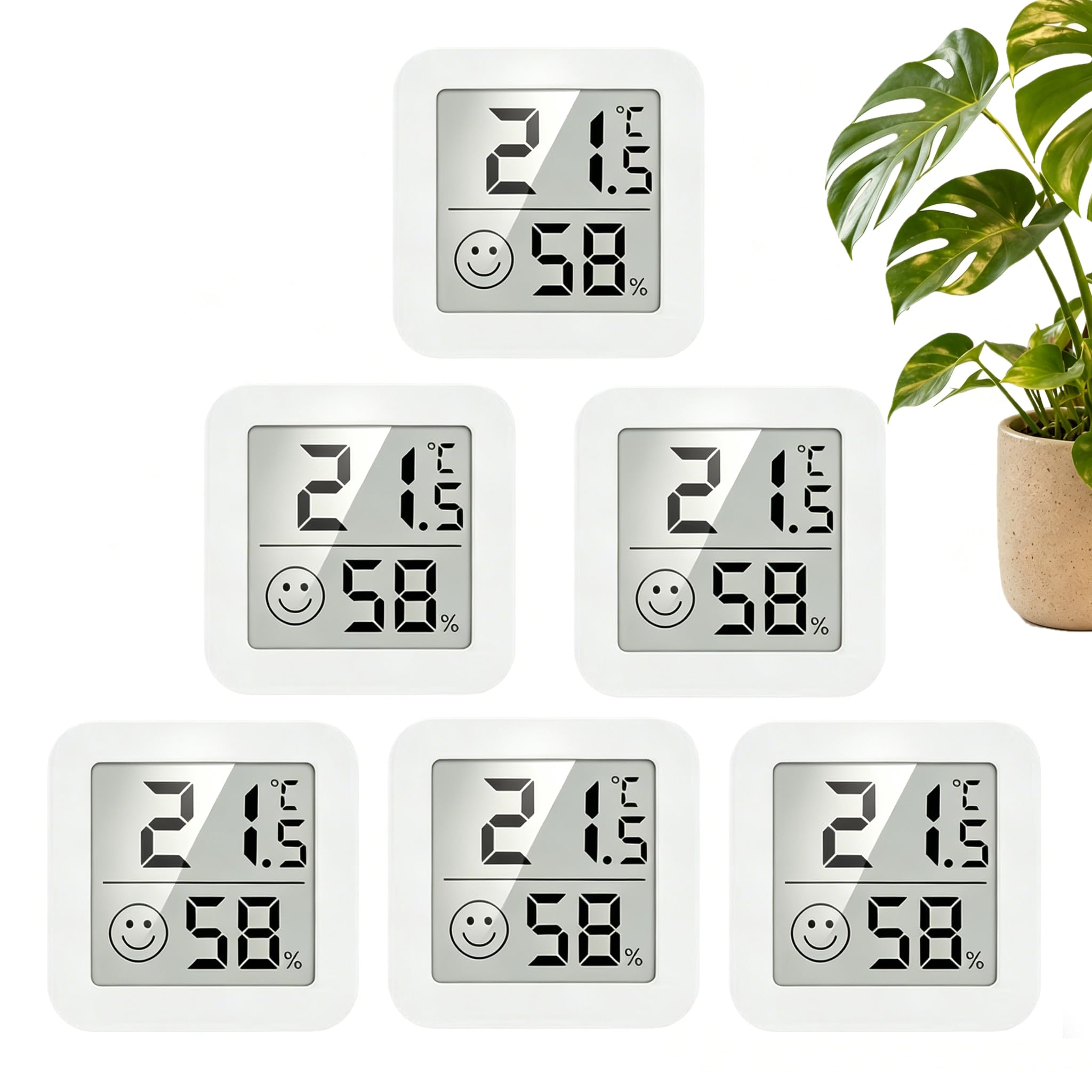 6Pack Room Thermometer, Indoor Thermometer Hygrometer, Mini Digital Temperature Humidity Meter Gauge Monitor, Large LCD Display Celsius or Fahrenheit for House Wine Cellars Greenhouse Baby Office Home