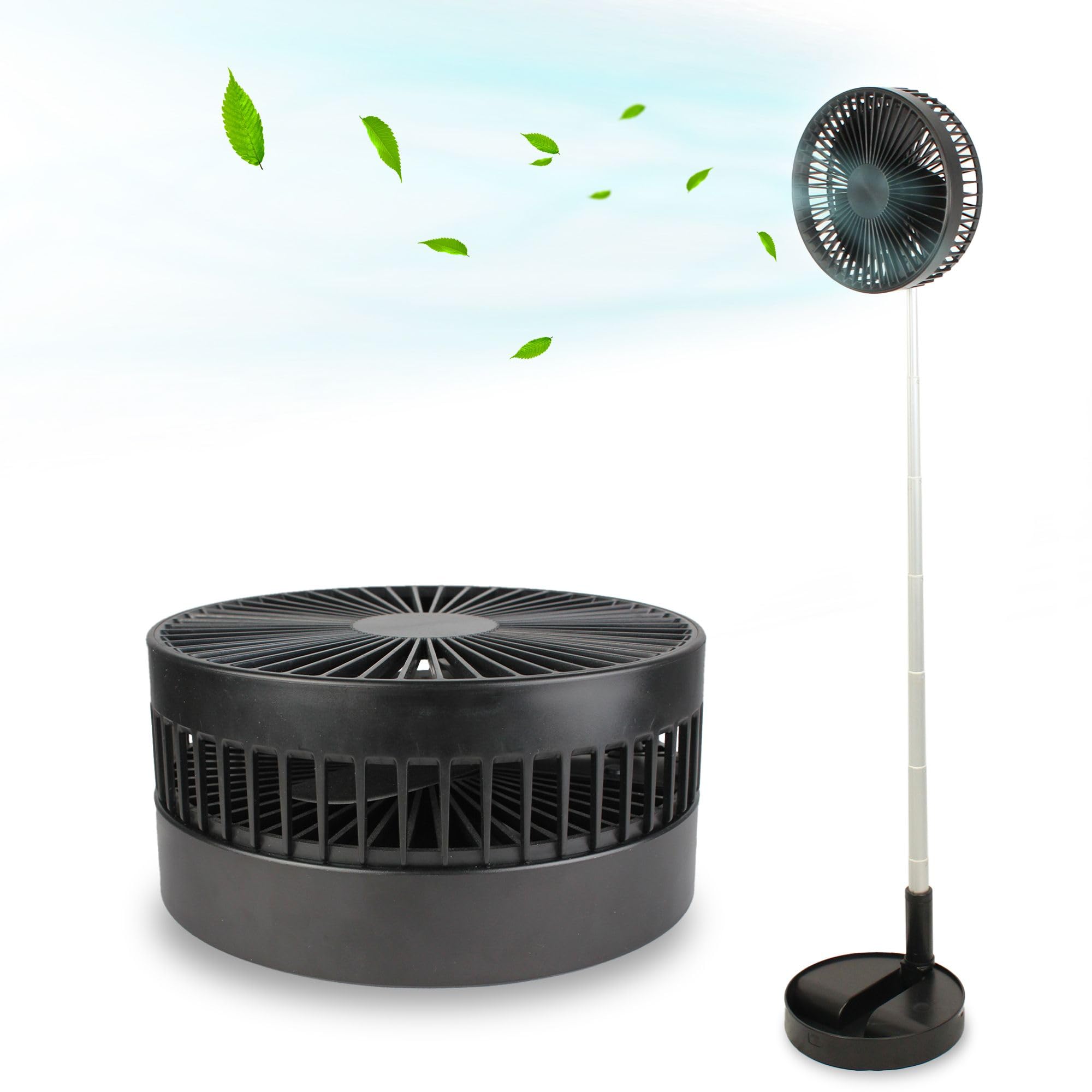 FISHTEC - Ventilateur de Bureau Sans Fil Télescopique et Silencieux 30