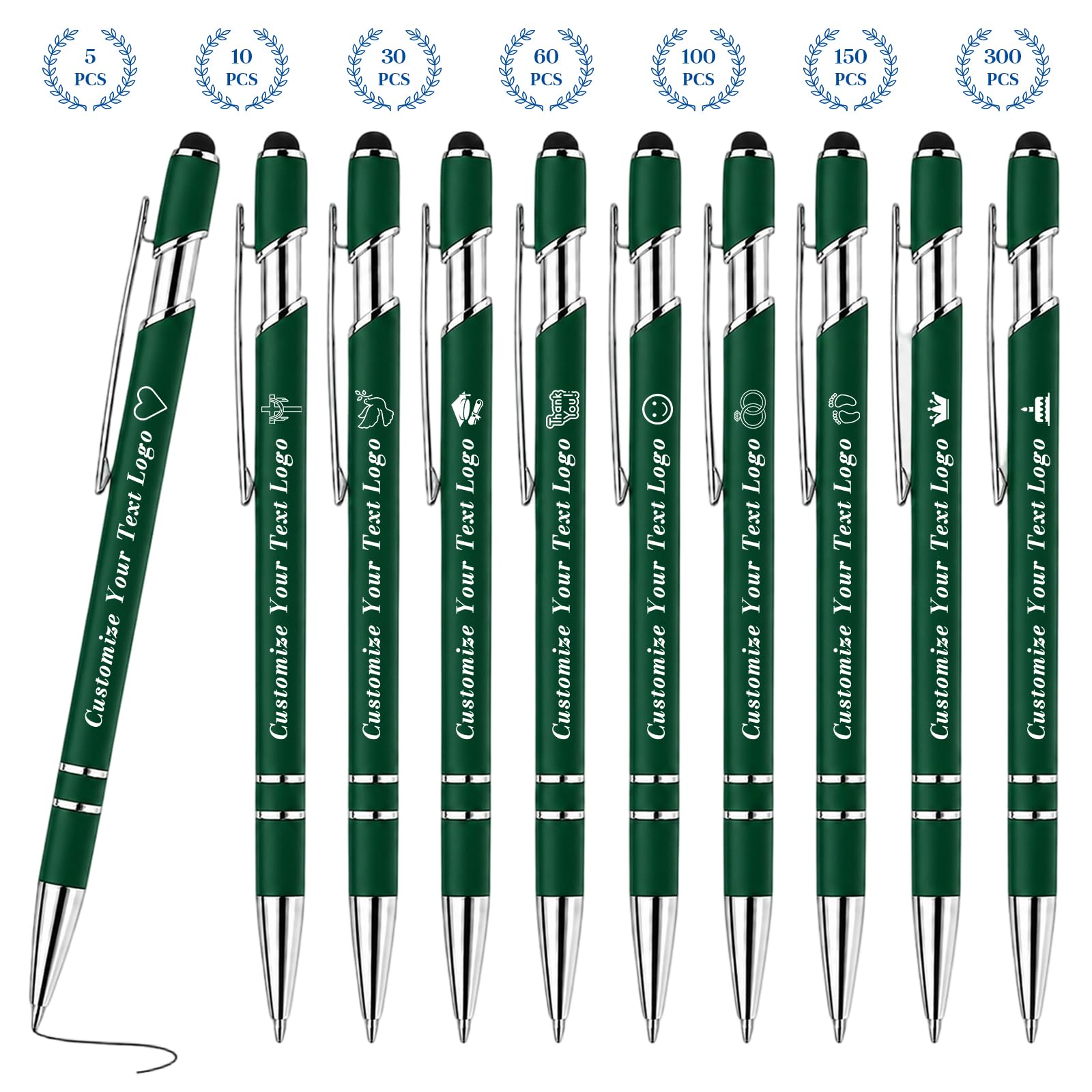 VJY Personalised Pen Bulk with Stylus Tip Customised Logo & Text Engraving