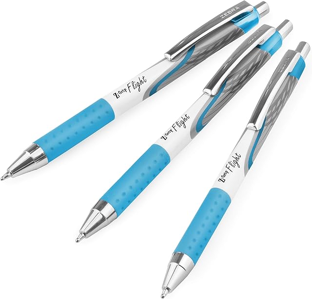 ZEBRA Classic Z-Grip Flight Ballpoint Pens - 1.2mm - Light Blue - Pack of 3