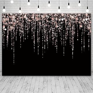 Sendy 8x6ft Rose Gold and Black Party Photo Backdrop for Girls Rose Gold Spots Bridal Shower Photography Background Glitter Diamond Birthday Party Prom Banner Photo Shoot Props