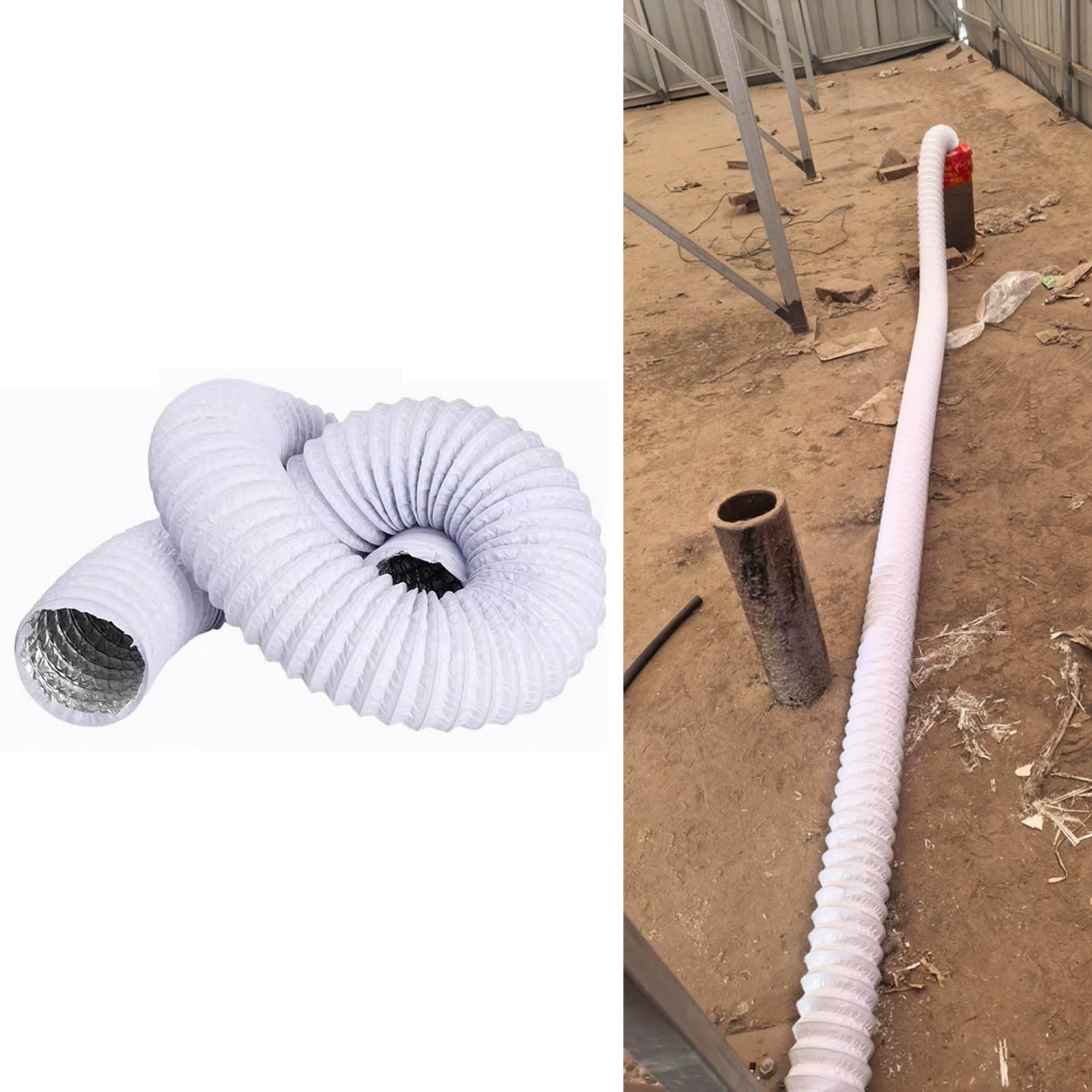 Abluftschlauch Flexibler Abluftschlauch für Den Außenbereich Weiß, Abluftschlauch-Set für Wäschetrockner für Beengte Platzverhältnisse, Lüftungsschlauch für Küche und Bad(Dia- 100mm(4in))