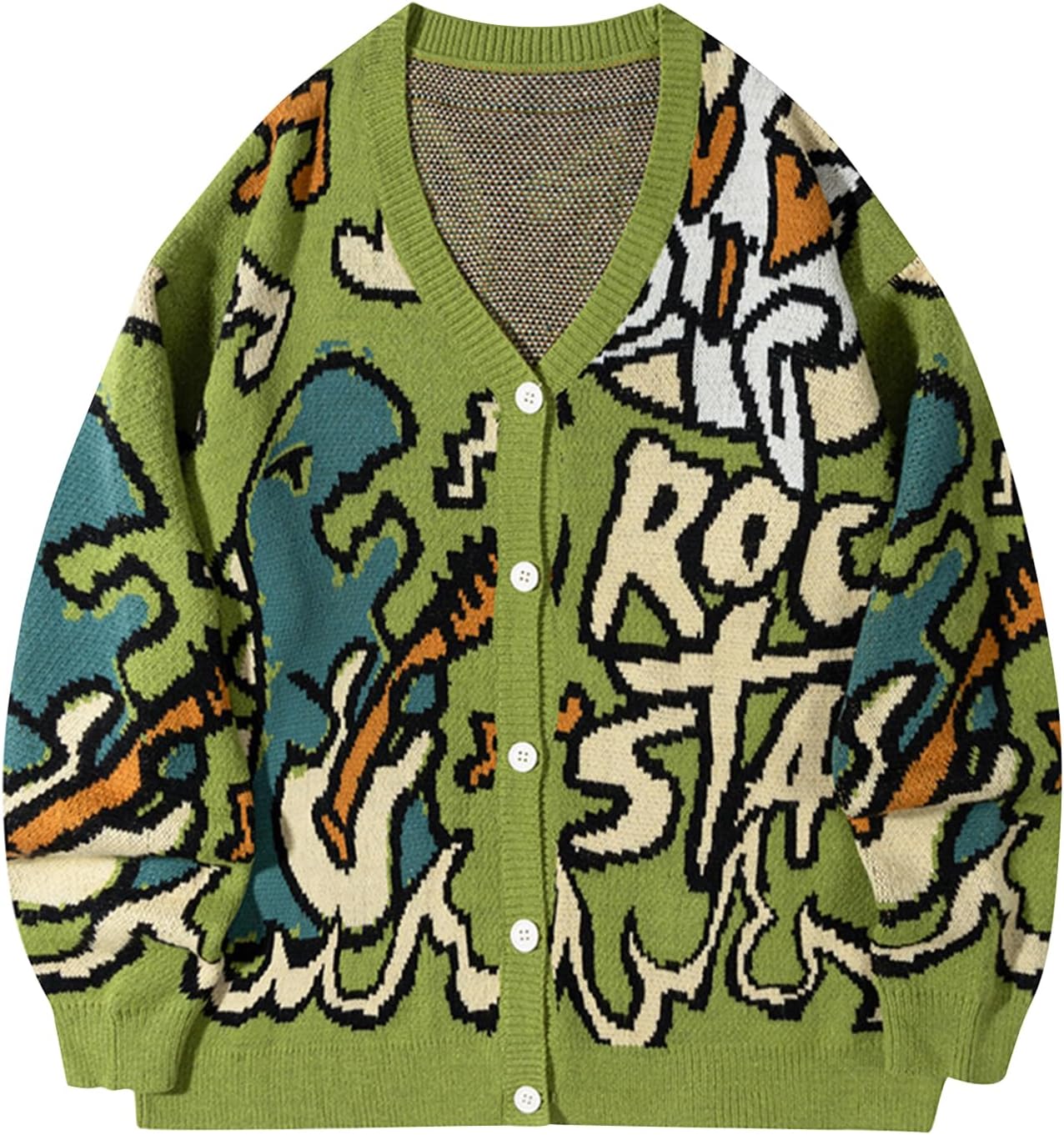 Kissonic Women's Dinosaur Sweater Vintage Button Down Unisex Casual Letter Cute Kintted Cardigan