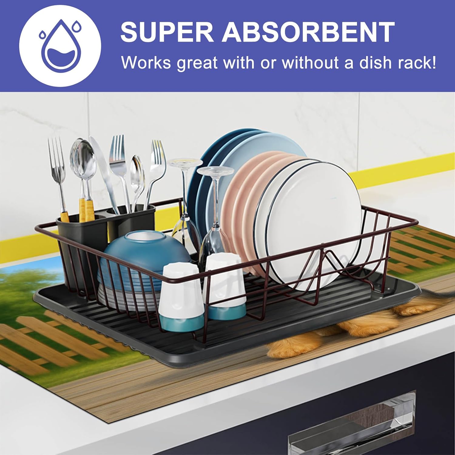 HOMETITUTE Plaid Puppy Stove Top Covers for Electric Stove Cover 28x20 Inches Glass Top Pad Heat Resistant Protector Diatomite Stovetop Cover Decorative Kitchen Mat for Cooktop Countertops and Sinks
