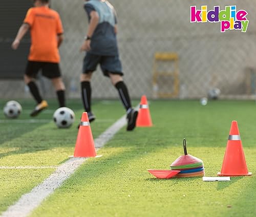 Miniatura 4 de Kiddie Play Conos de tráfico de 7 pulgadas, ejercicios de fútbol deportivos, entrenamiento de agilidad, conos naranjas para niños (juego de 12)