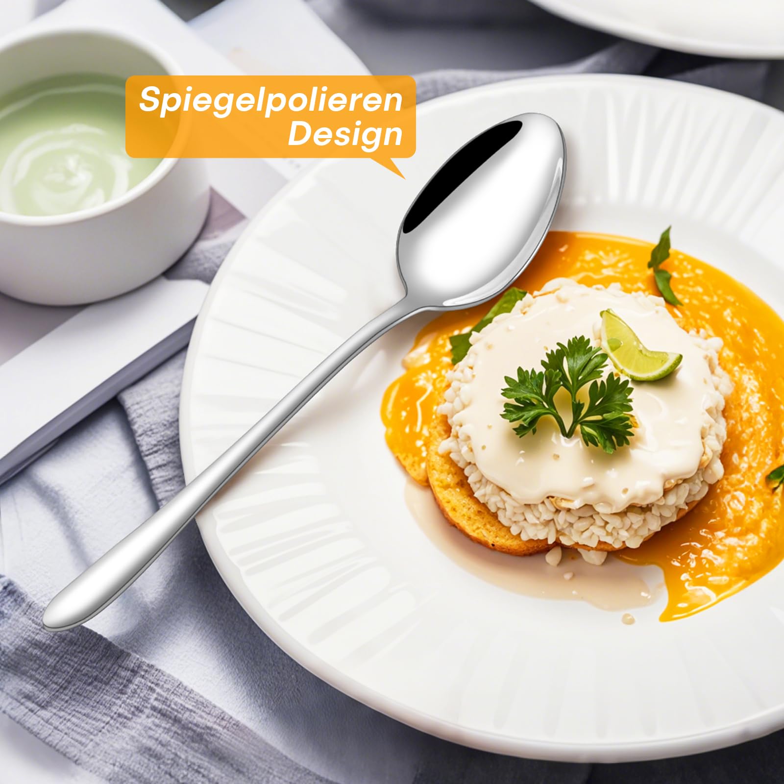 HONKKU Besteck Set, 60 Teilig Edelstahl Besteckset für 12 Personen, Essbesteck Set mit Abendessen Messer, Gabeln und Löffeln für Zuhause/Restaurant/Party/Bankett, Rostfrei Spülmaschinenfest