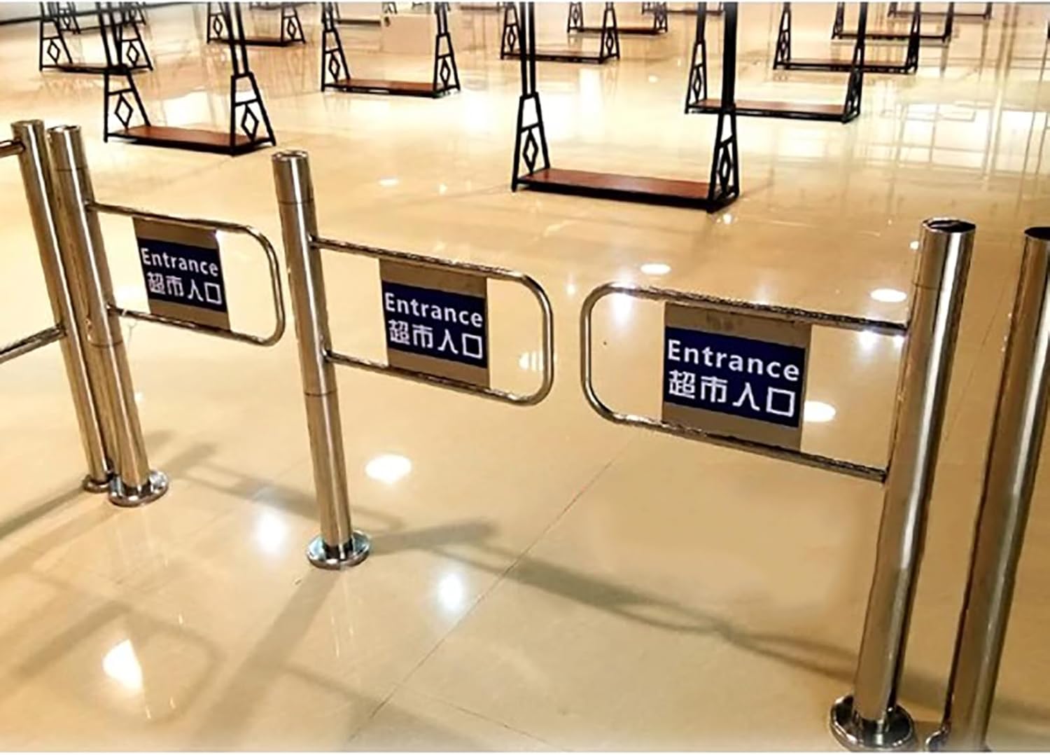 Automatic Rebound Swing Gate for Supermarkets, Libraries & Factories - Durable Stainless Steel One-Way Door with Spring Push Design (80x97 cm)