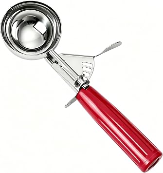 Fayomir 1.35 oz Scoop, 2.8 Tablespoon Cookie Scoop for Baking, #24 Disher Scoop, Ice Cream Scoop with Trigger, Red Handle, Portion Scoop for Ice Cream, Muffin, Cupcake Batter, Meatball, Cookie Dough